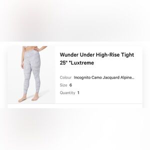 Wunder under high rise 25’ leggings in white camo